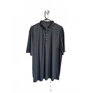 Greg Norman Men's Polo Performance Shirt XL Black with White Diamond Pattern